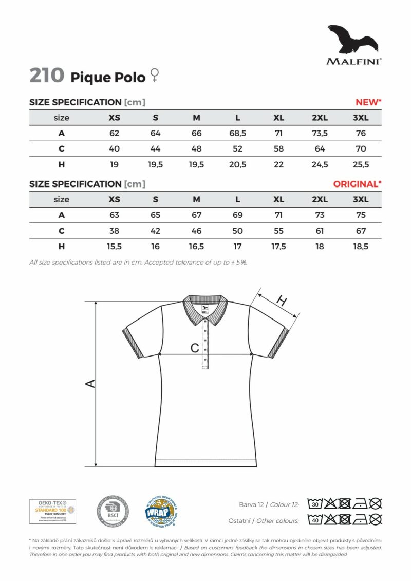 malfini pique polo velikost